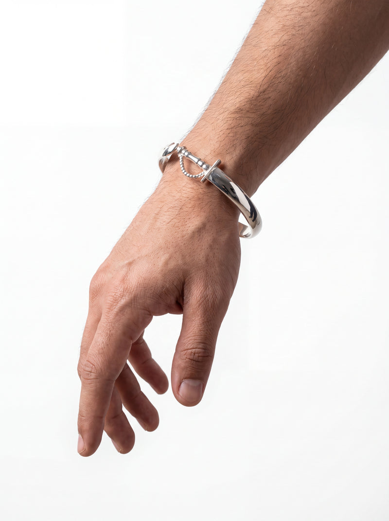 925 silver Bracelets Crescent Clasp Polished Kada