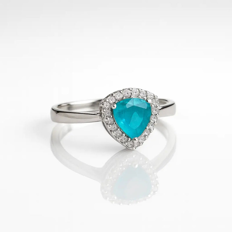 925 Silver Aquamarine Halo Rings — A Symbol of Calm, Clarity for Women