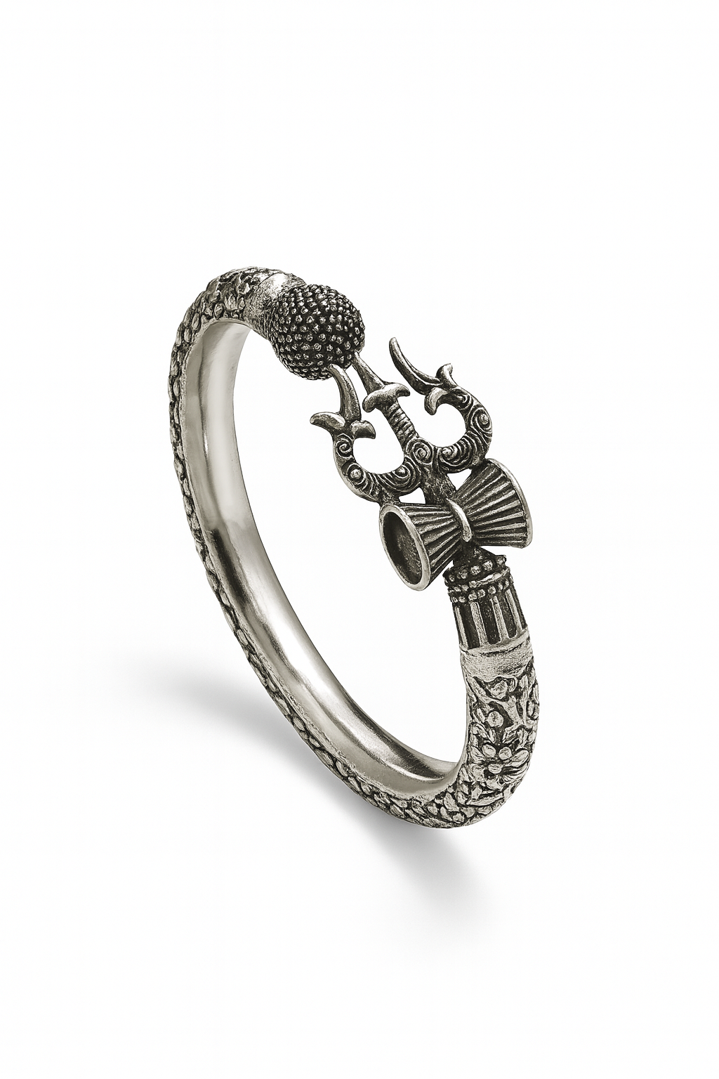 925 silver Kada Heritage Bell Drop Oxidised Detail
