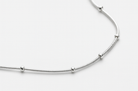 925 Sterling Silver Snake Chain Necklace with Bead Accents for Women | Minimalist Silver Chain