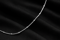 925 Sterling Silver Snake Chain Necklace with Bead Accents for Women | Minimalist Silver Chain