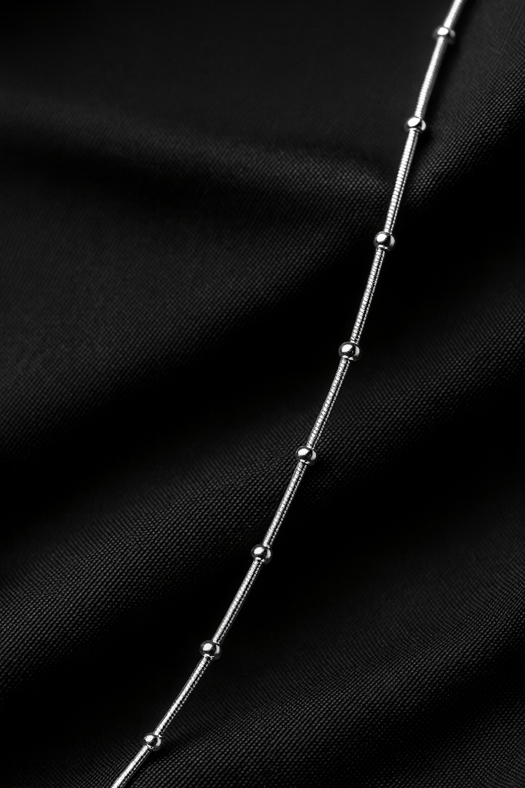 925 Sterling Silver Snake Chain Necklace with Bead Accents for Women | Minimalist Silver Chain