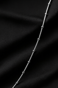 925 Sterling Silver Snake Chain Necklace with Bead Accents for Women | Minimalist Silver Chain