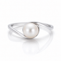 Elegant Freshwater Pearl Sterling Silver Ring | Minimalist Open Real Pearl Ring for Women