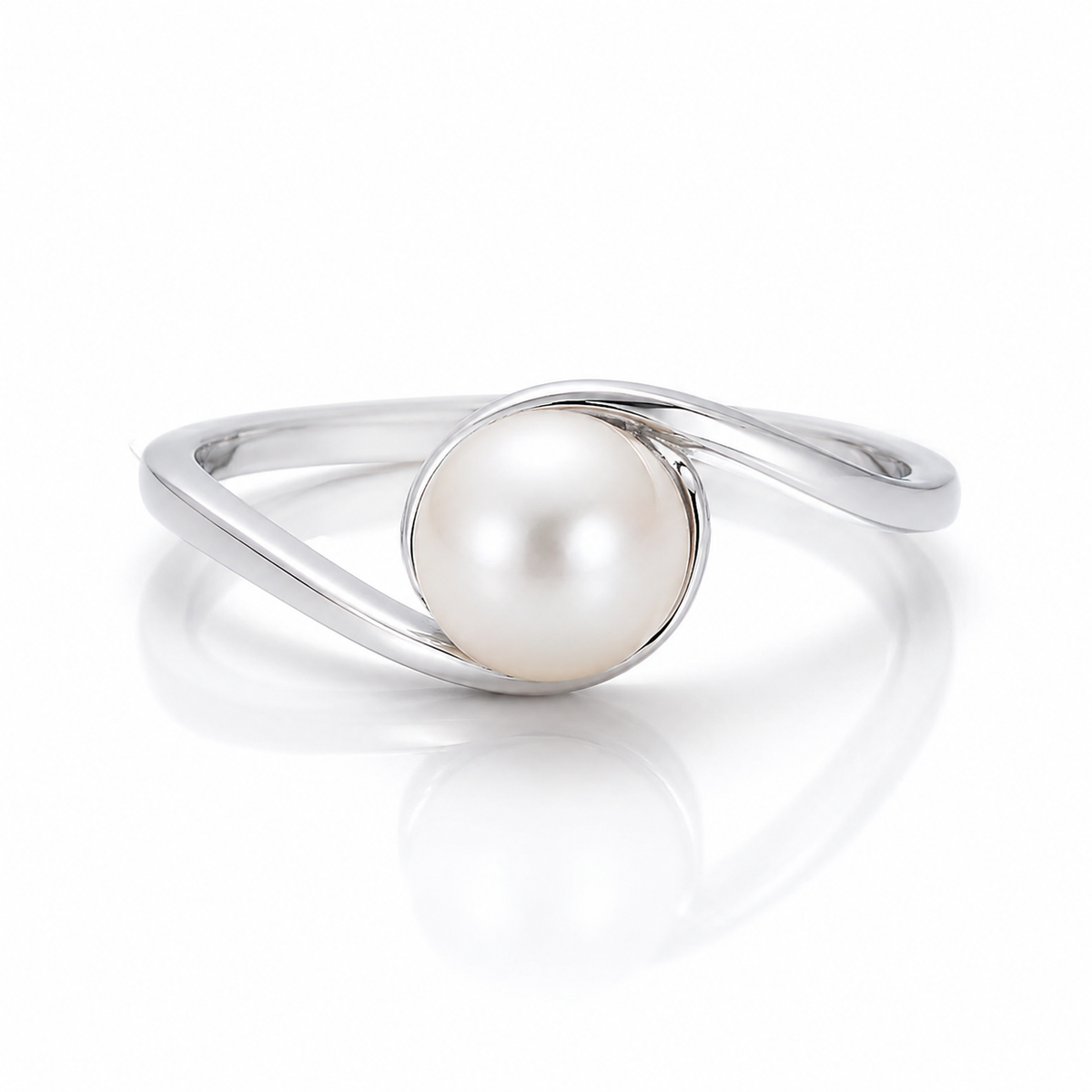 Elegant Freshwater Pearl Sterling Silver Ring | Minimalist Open Real Pearl Ring for Women