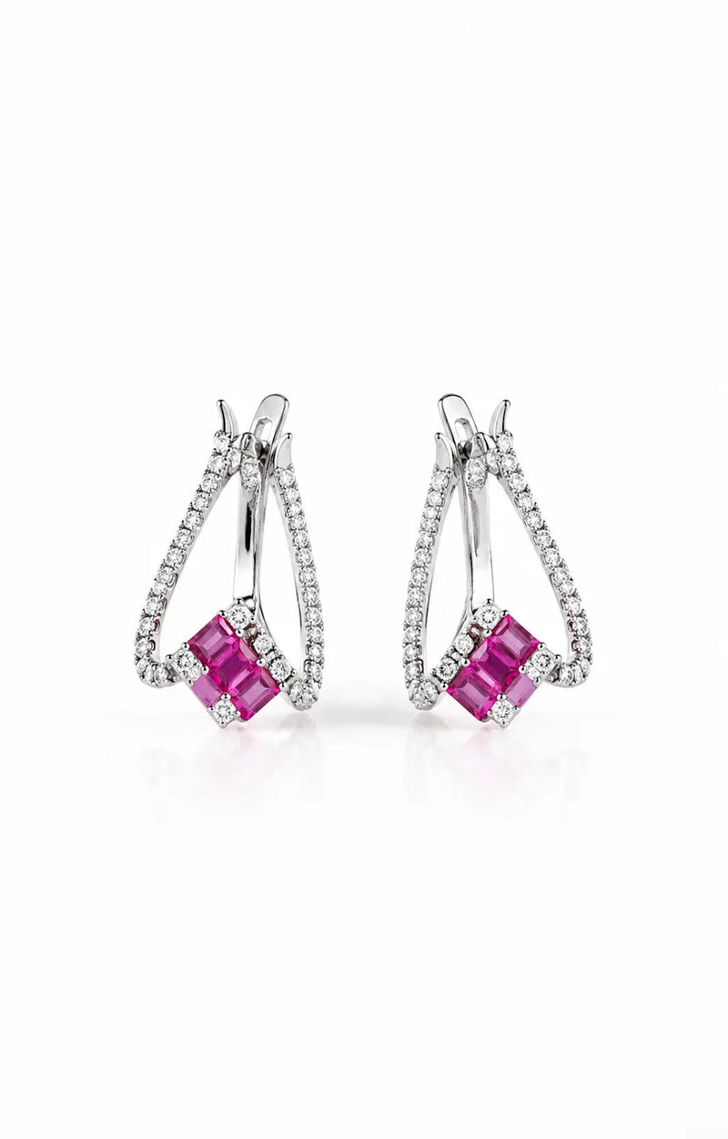 Pink Radiance Geometric 925 Sterling Silver Earrings