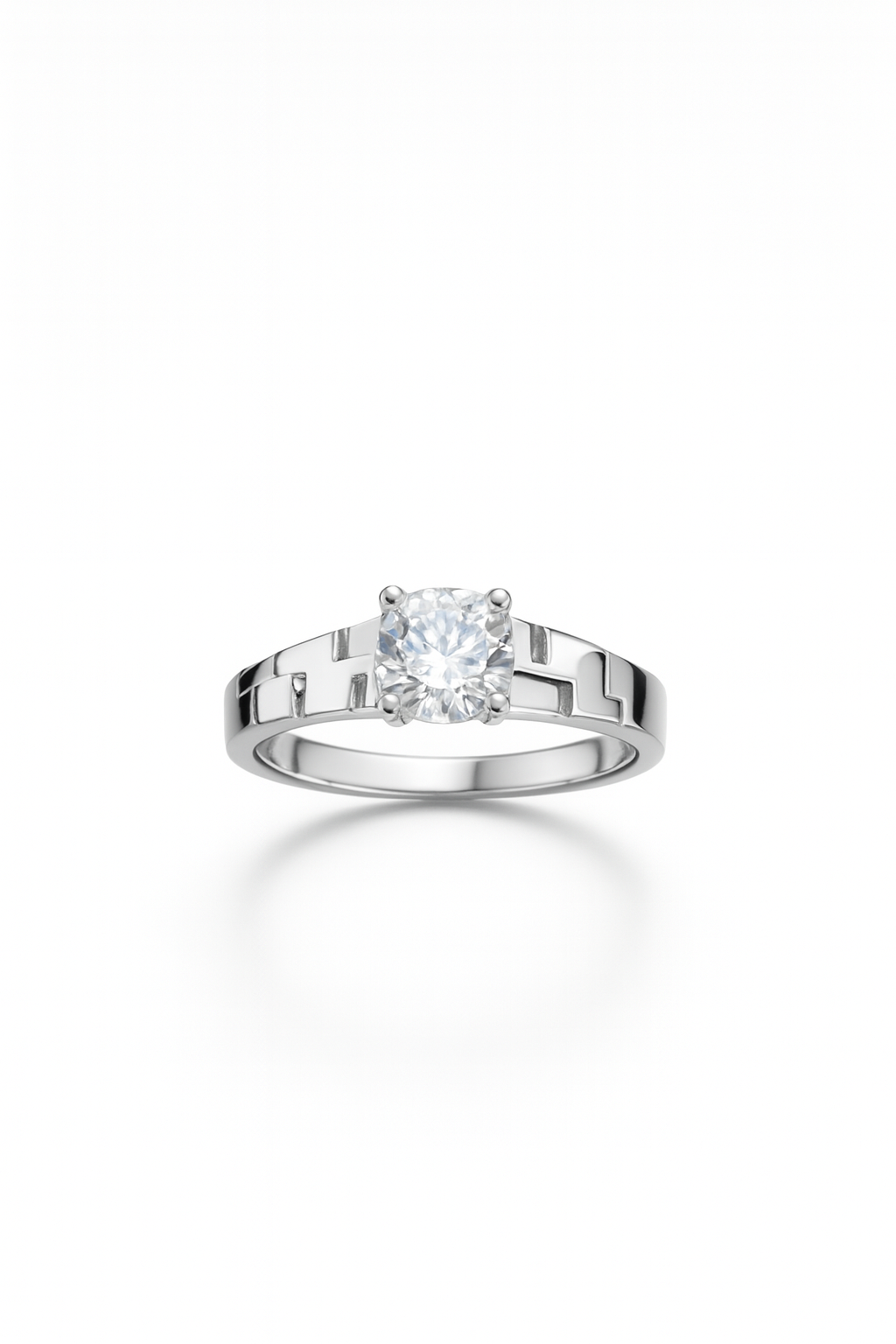Luxury Silver Engagement Rings with Round Solitaire Stone – Premium Polished Jewelry Style
