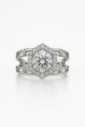 Aurora Citadel Diamond Rings in Precision Crafted Sterling Silver Splendour