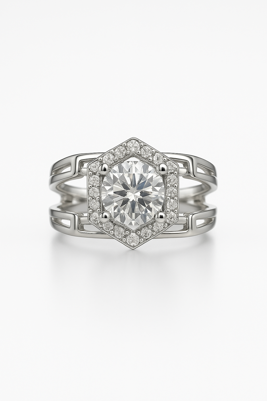 Aurora Citadel Diamond Rings in Precision Crafted Sterling Silver Splendour