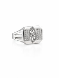Skyline Matrix Diamond Rings in Sleek Geometric Sterling Silver Brilliance