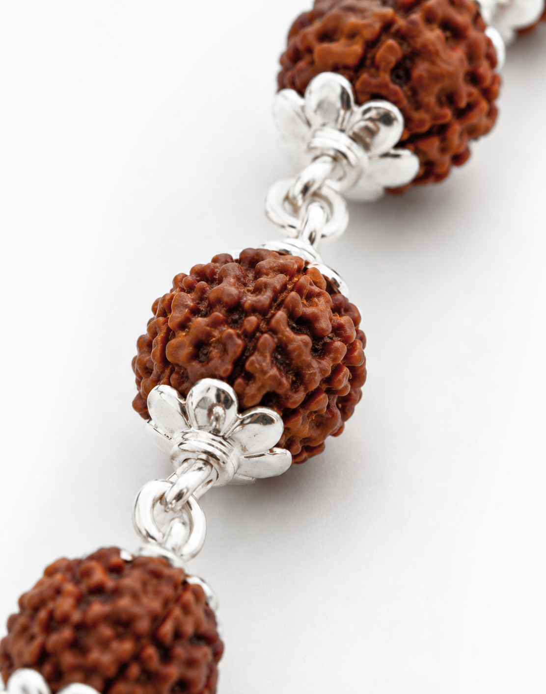 Rudraksha Silver Bracelet | Natural Beads with 925 Sterling Silver Links