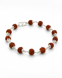 Rudraksha Silver Bracelet | Natural Beads with 925 Sterling Silver Links