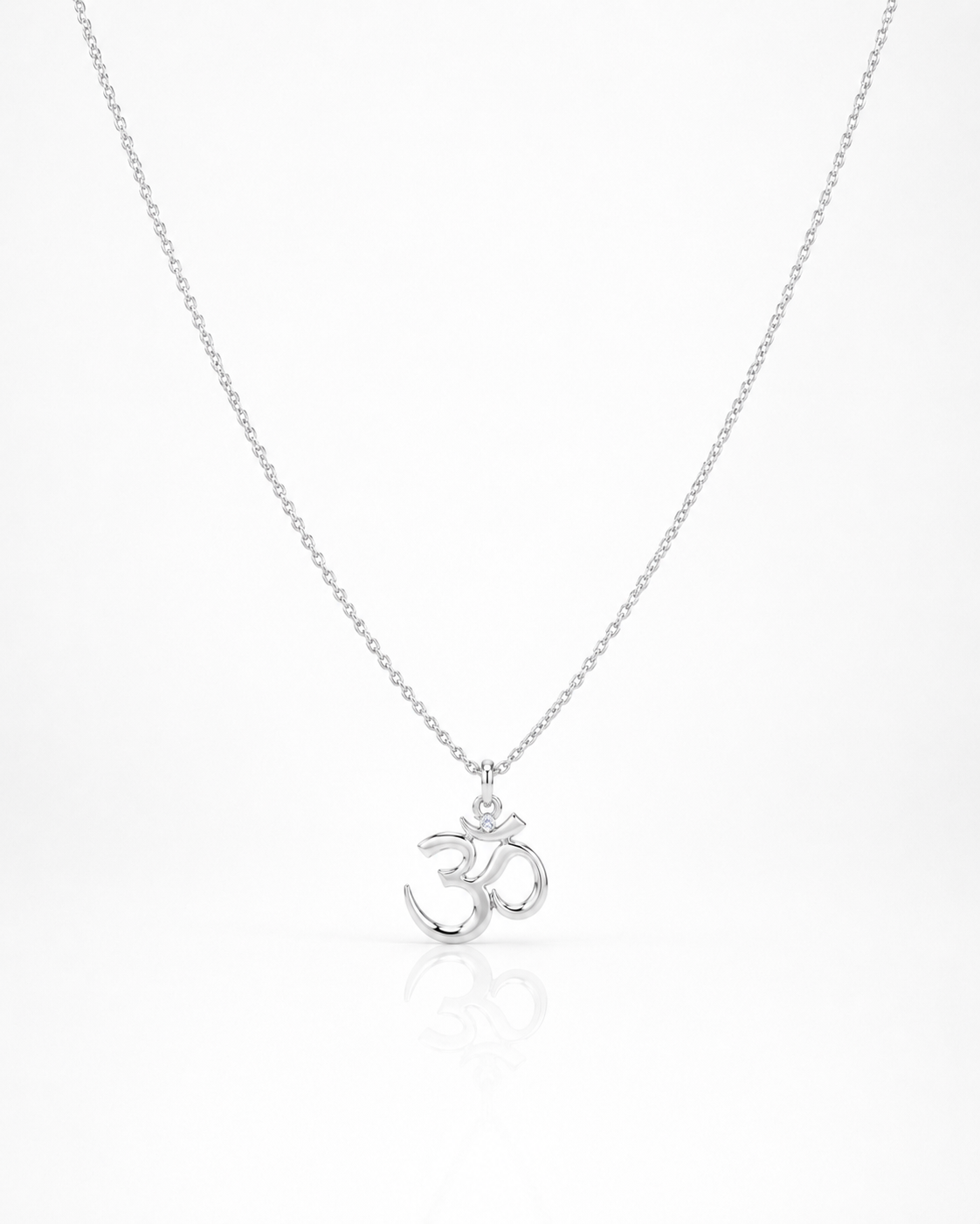 Silver necklace with a pendant on a white background