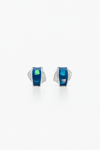 Azure Dream: Captivating Blue Stone Oxidised Silver Stud Earrings