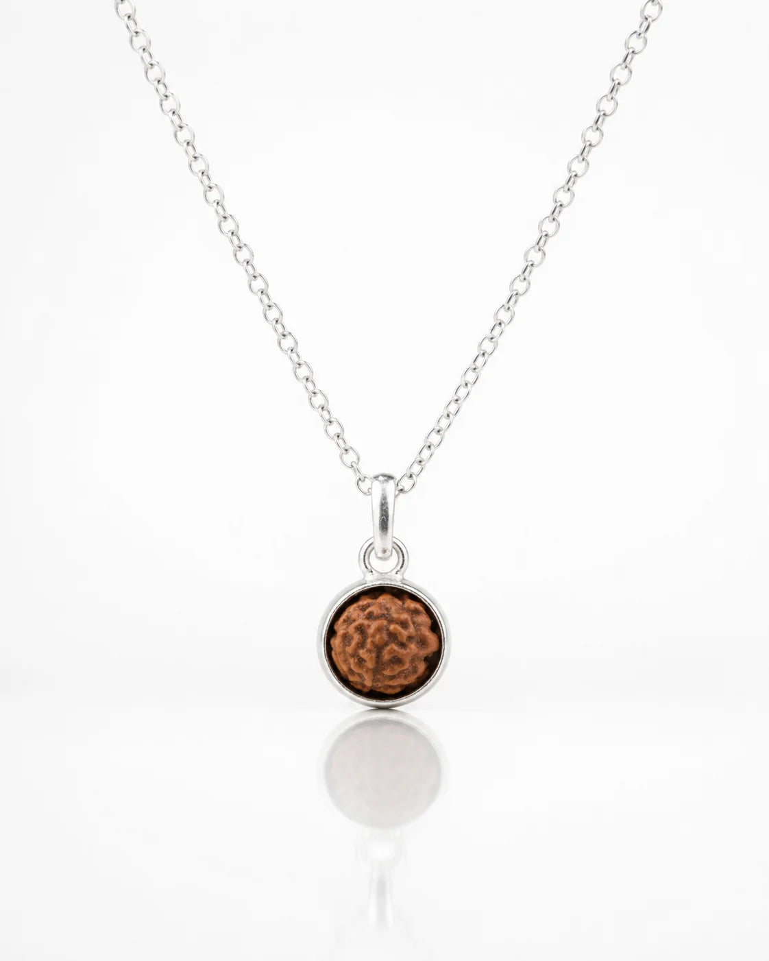 Natural Rudraksh in a Minimal Silver Luxe Shell