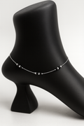 Elegance in Motion: Oxidised Silver Anklets with Black Beads
