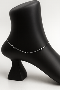 Elegance in Motion: Oxidised Silver Anklets with Black Beads