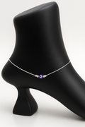 Whispering Grace: Black Beaded Silver Anklets for Radiant Steps