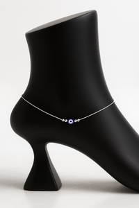 Whispering Grace: Black Beaded Silver Anklets for Radiant Steps
