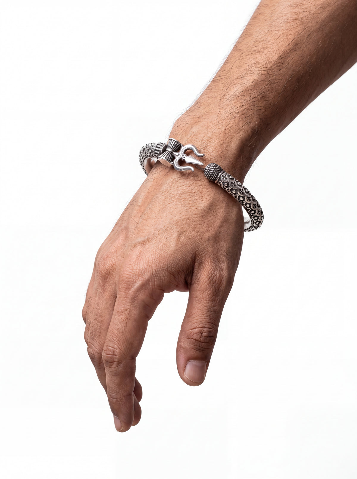925 silver Kada Heritage Bell Drop Oxidised Detail