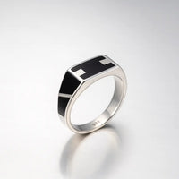 The Sovereign Band — Pure 925 Silver Men’s Rings with Deep Black Onyx Inlay
