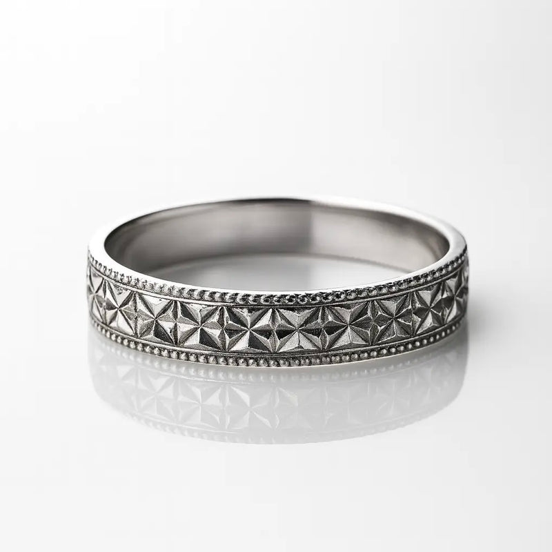 925 Silver Antique Engraved Band Rings | Vintage Pattern Mens Daily Wear Statement Ring