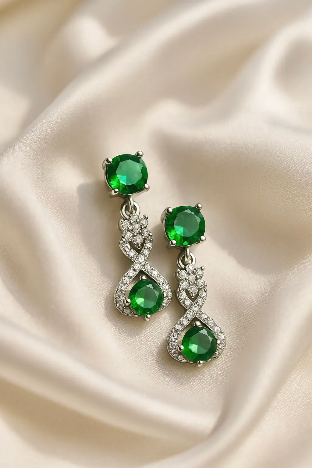 Emerald Stone 925 Sterling Silver Drop Earring for Women