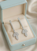 Elegant Leaf Drop Dangle Earring – Sterling Silver Finish, Micro-Pave Crystal Stones, Lightweight Bridal & Party Wear Jewellery for Women