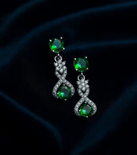 Emerald Stone 925 Sterling Silver Drop Earring for Women