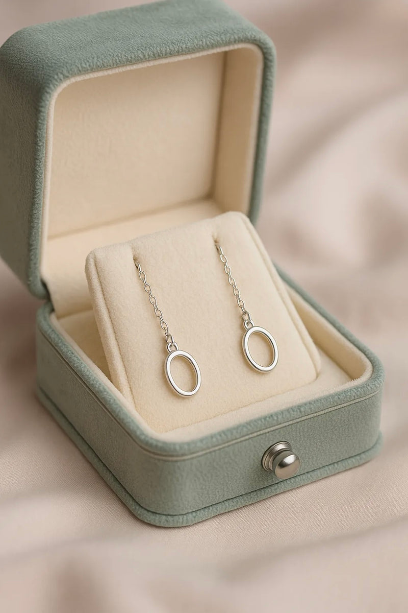 925 Sterling Silver Oval Drop Earring for Women