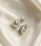 Luxury Ivory Swirl Stud Earring with Sparkling Stone For Women