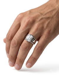 Aurora Blaze: Sterling Silver Rings with Enchanting Emerald Cut Diamonds