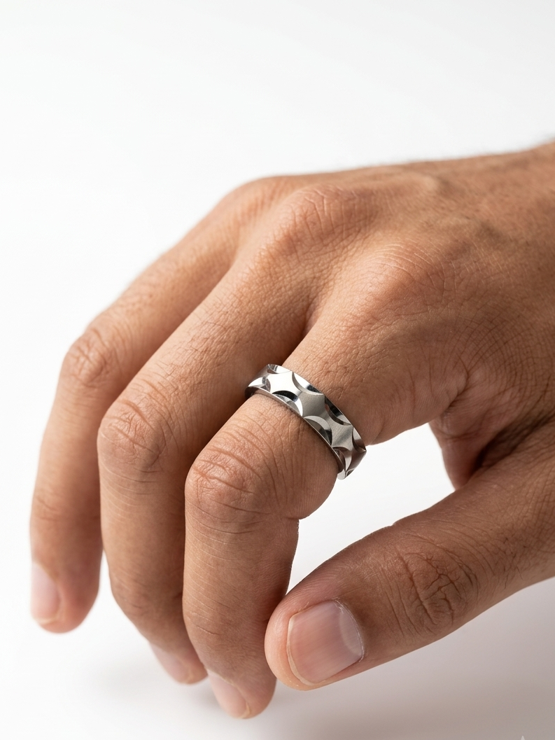 Lunar Serenity: Textured Silver Rings for Timeless Elegance