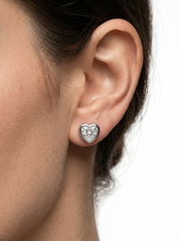 Silver Earring Heartbeat Crystal Design with Polished Finish