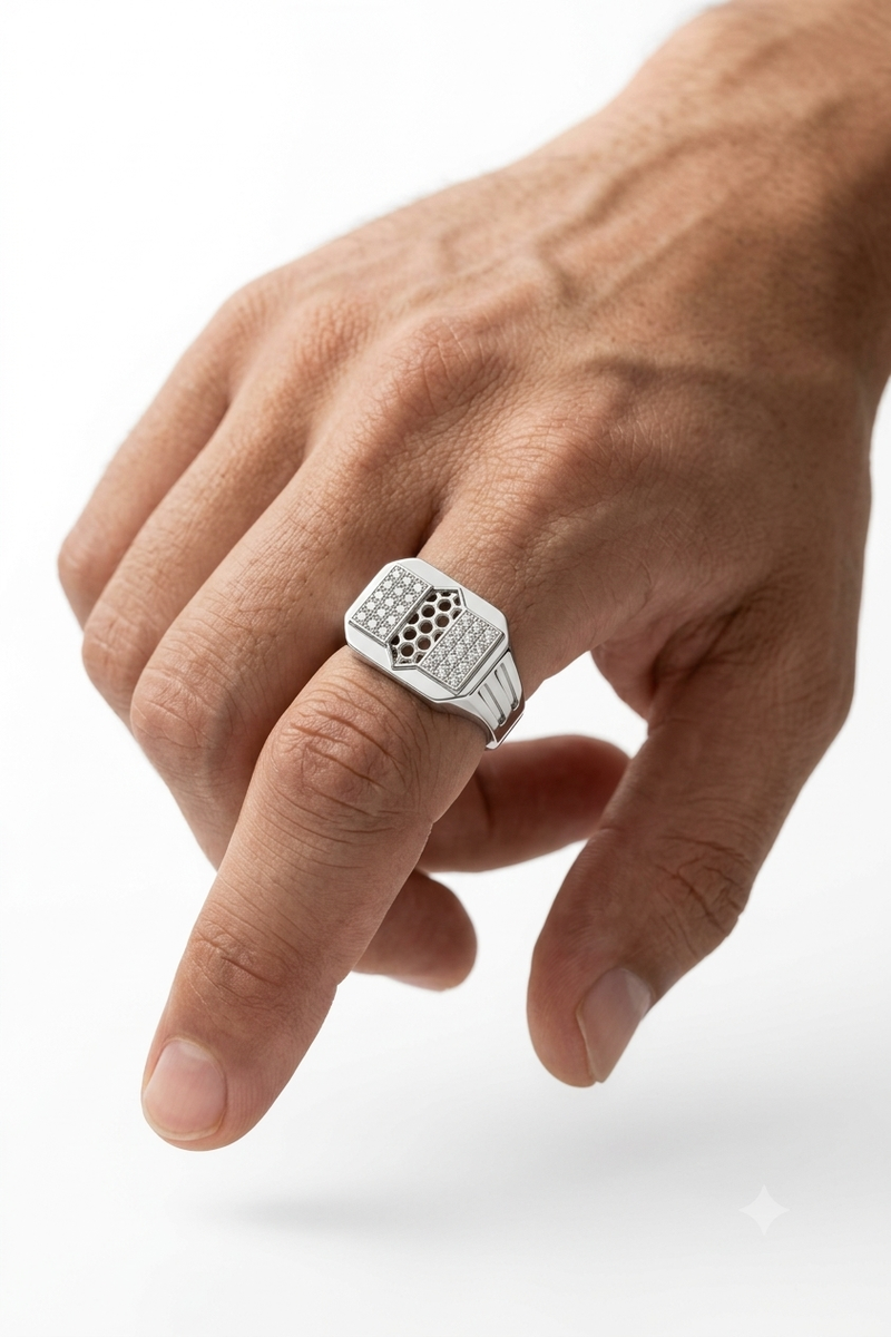 Skyline Matrix Diamond Rings in Sleek Geometric 925 Sterling Silver Brilliance