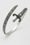 999 Silver Mens Kada Regal Crest Scrollwork with Oxidised Silver Finish 100% Pure silver