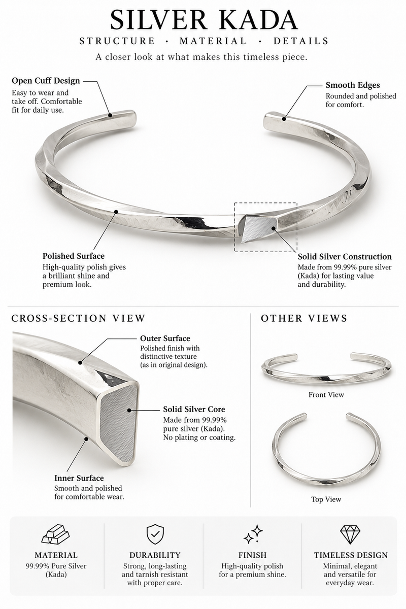 999 Pure Silver Kada for Men | Traditional Silver Bracelet – S.K. Jewellers