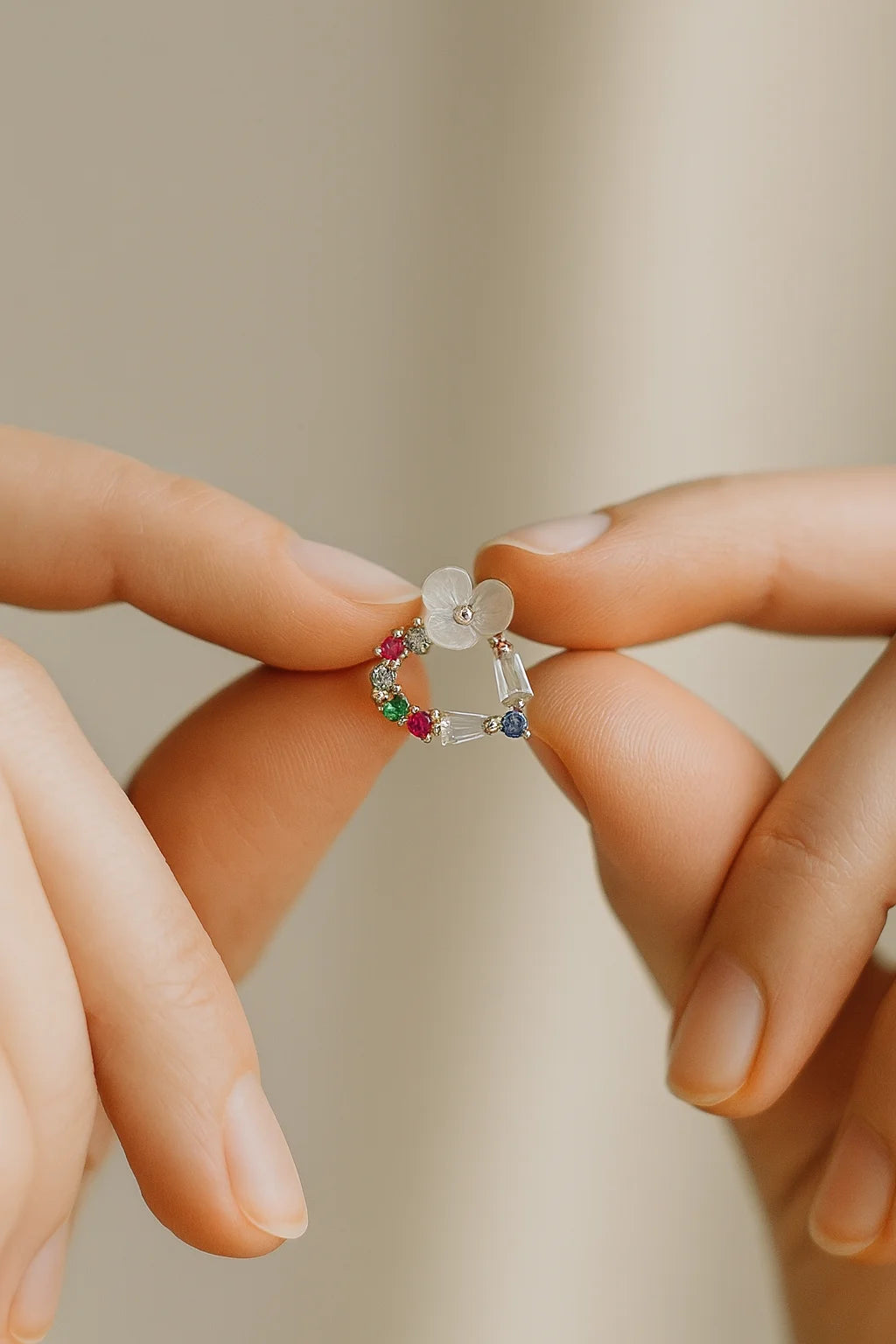 Floral Heart-Shaped Silver Earring | Elegant 925 Sterling Silver Studs for Women