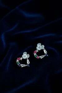 Floral Heart-Shaped Silver Earring | Elegant 925 Sterling Silver Studs for Women