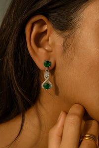 Emerald Stone 925 Sterling Silver Drop Earring for Women