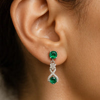 Emerald Stone 925 Sterling Silver Drop Earring for Women