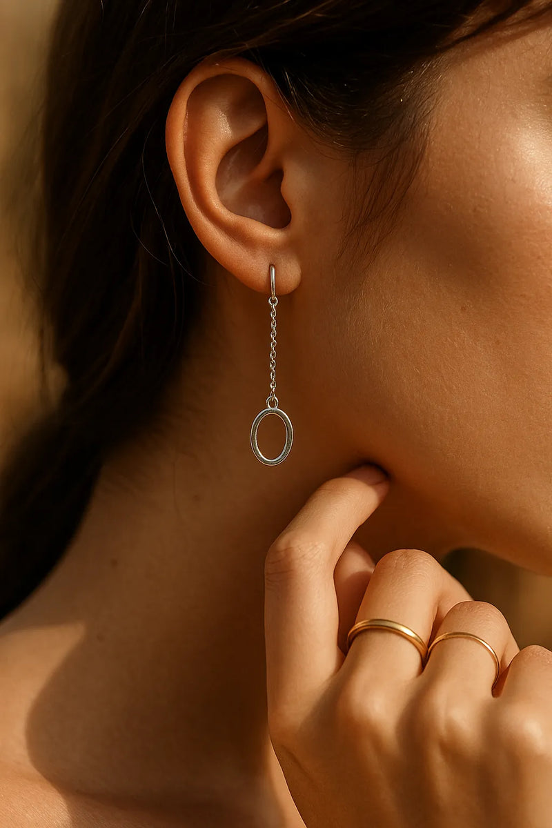 925 Sterling Silver Oval Drop Earring for Women