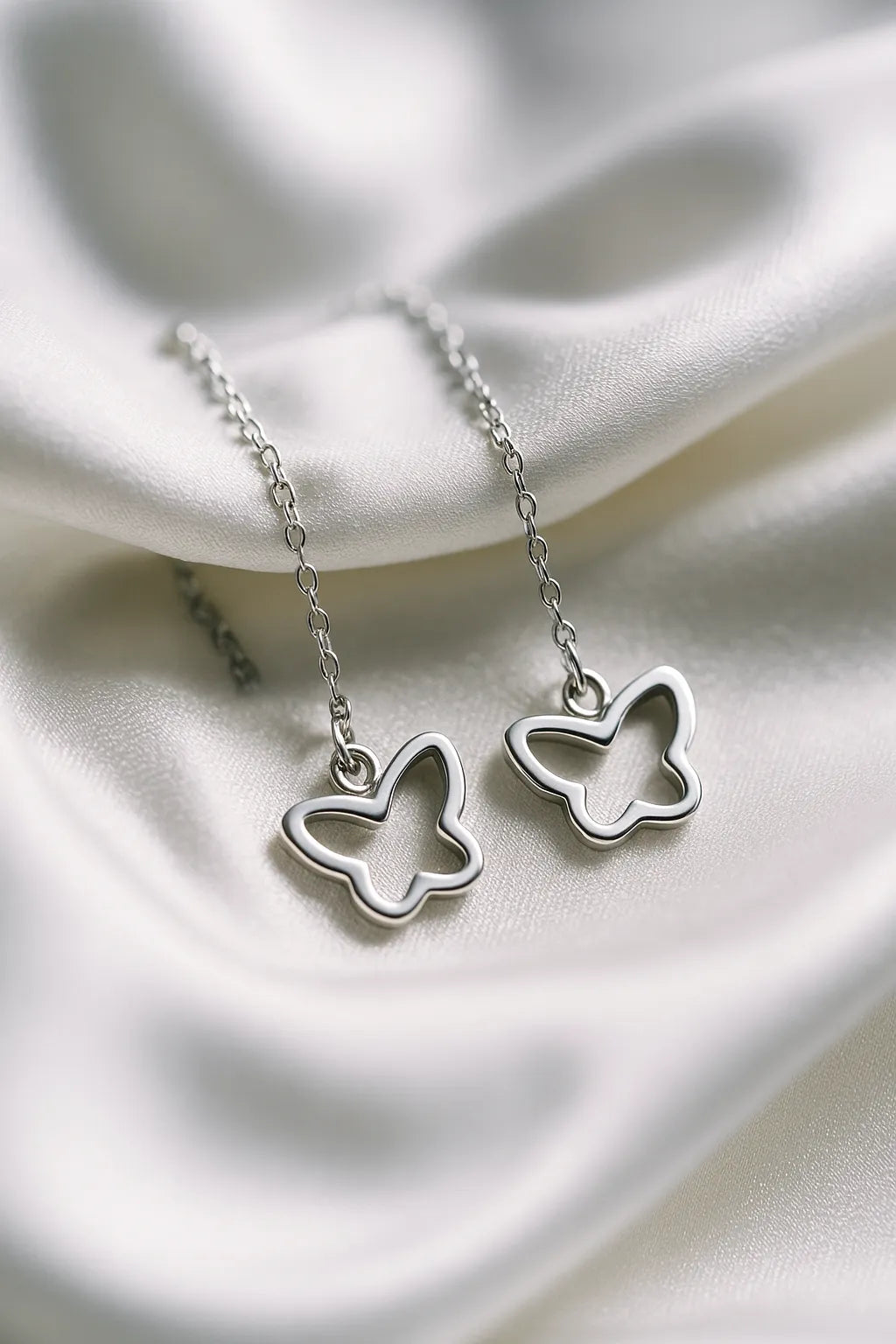 Minimalist Sterling Silver Butterfly Dangle Earring for Women – Delicate Drop Earring