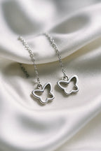 Minimalist Sterling Silver Butterfly Dangle Earring for Women – Delicate Chain Drop Earring