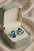 Premium Silver Blue Enamel Studded Earring for Women | Elegant Party Wear Jewellery