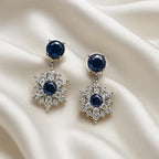 Blue Sapphire Style Floral Drop Earring For Women