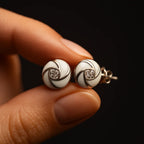 Luxury Ivory Swirl Stud Earring with Sparkling Stone For Women