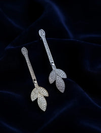 Elegant Leaf Drop Dangle Earring – Sterling Silver Finish, Micro-Pave Crystal Stones, Lightweight Bridal & Party Wear Jewellery for Women