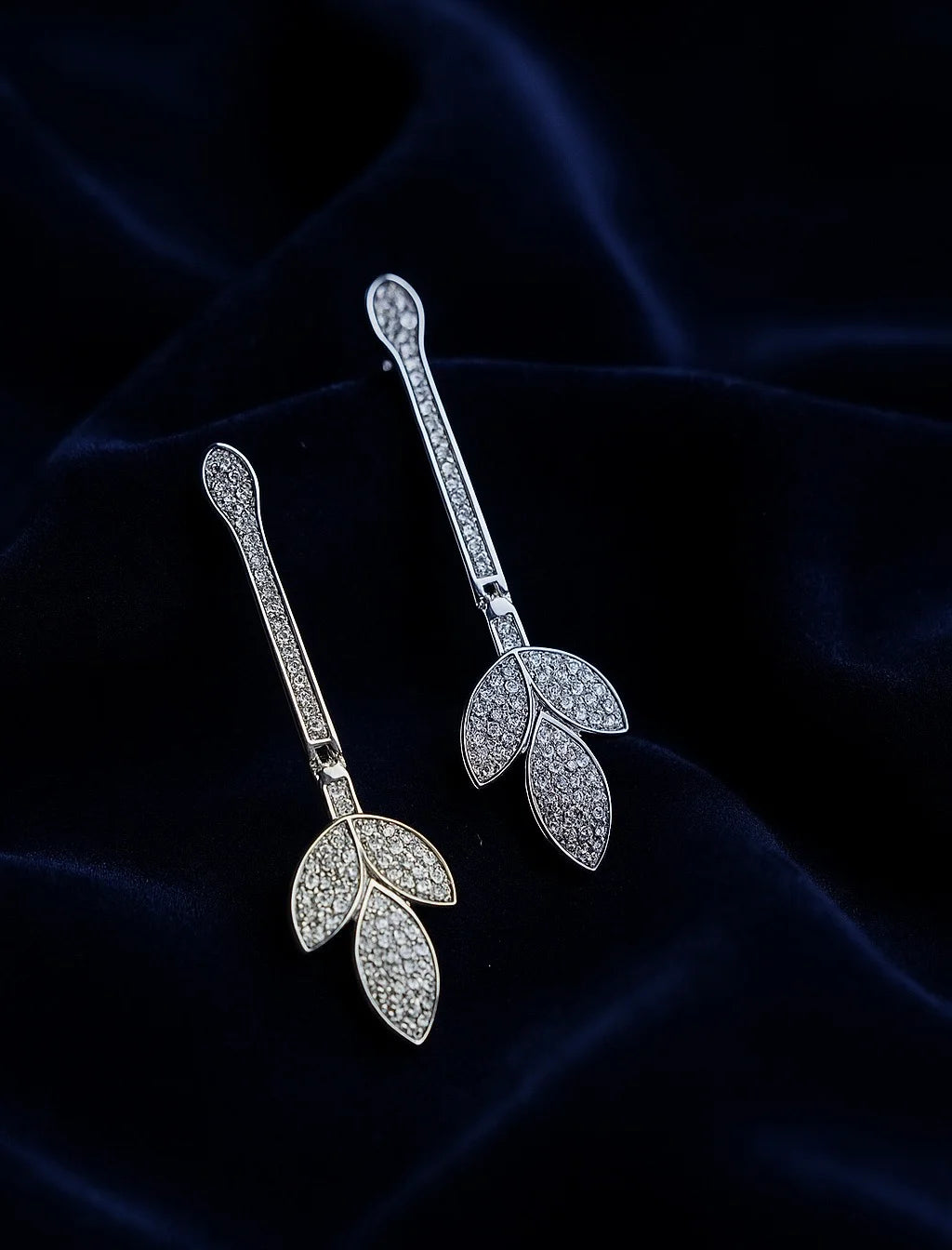 Elegant Leaf Drop Dangle Earring – Sterling Silver Finish, Micro-Pave Crystal Stones, Lightweight Bridal & Party Wear Jewellery for Women