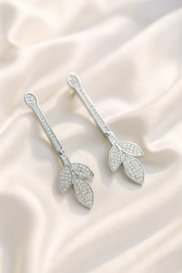 Elegant Leaf Drop Dangle Earring – Sterling Silver Finish, Micro-Pave Crystal Stones, Lightweight Bridal & Party Wear Jewellery for Women